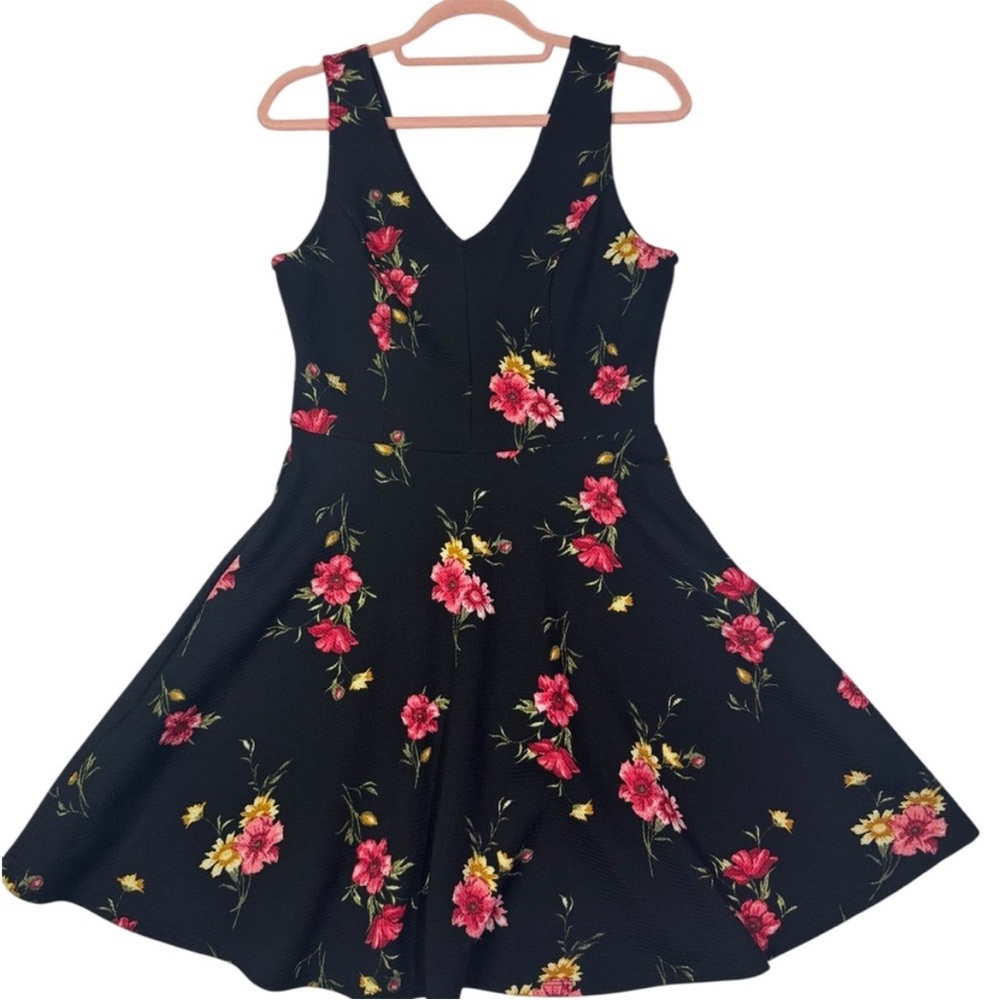 Soprano Black Dress with Pink and Yellow Floral Pattern